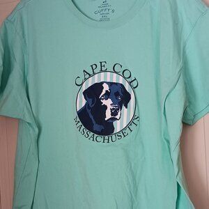 Cape Cod, Mass Aqua t-shirt Black Lab Short Sleeve Size 2 XL
